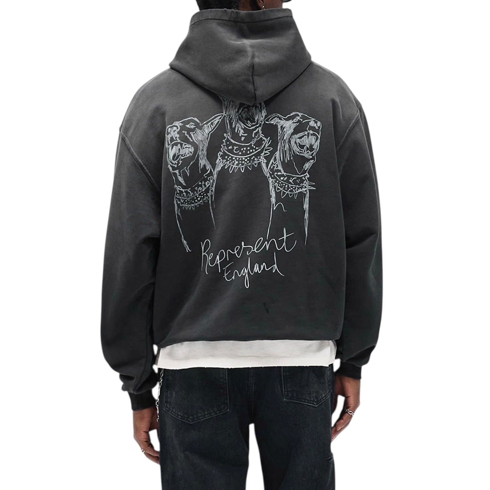 Represent Hand Drawn Thoroughbred Dogs Hoodie (Aged Black)