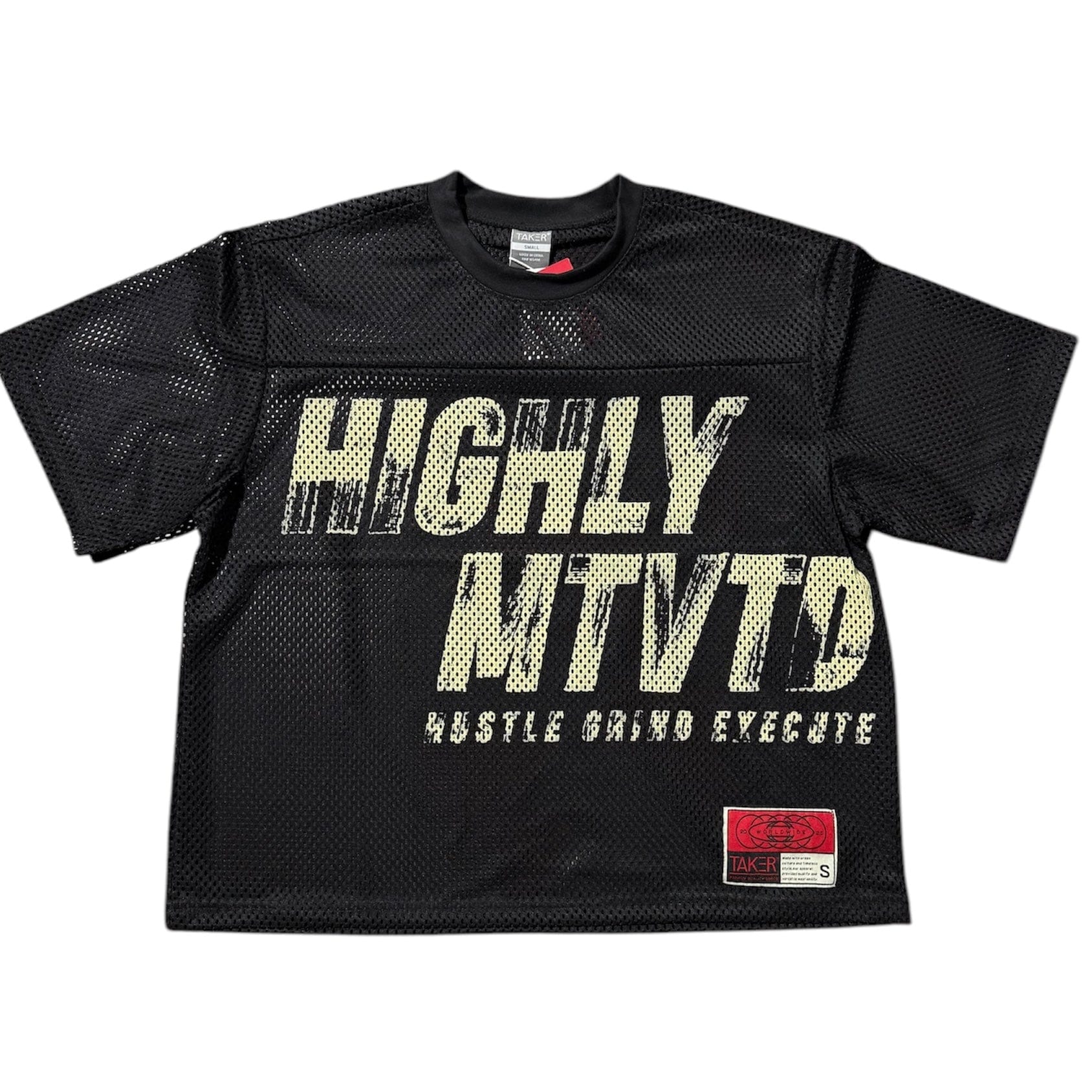 Taker Highly MTVTD Cropped Mesh Oversized SS Jersey (Black) TS564