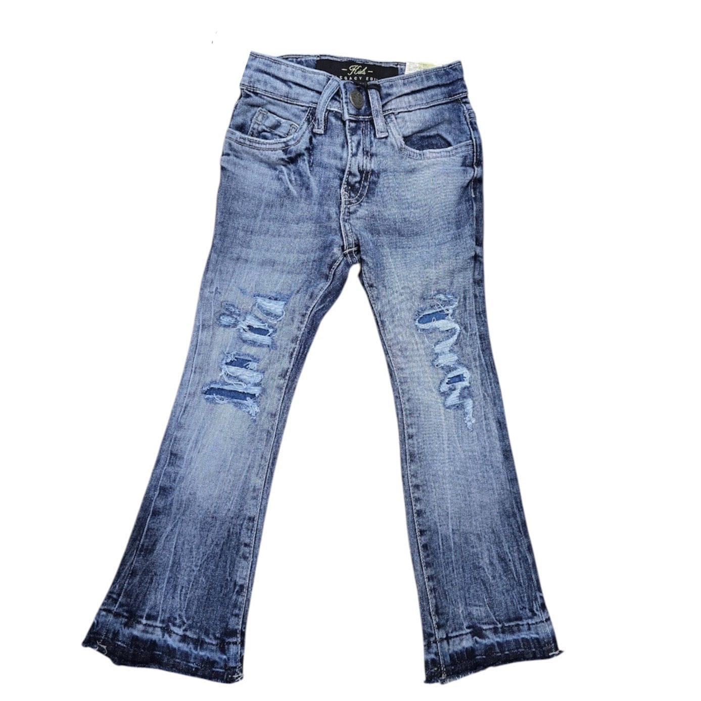 Kids Jordan Craig Stacked Shreds On Knees Denim (M/Blue) JTF2294K