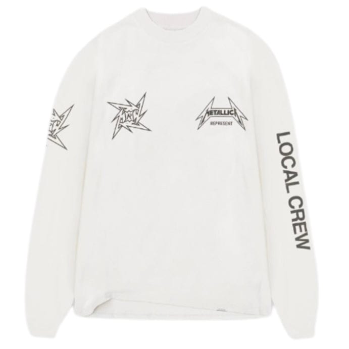 Represent X Metallica Local Crew LS T-Shirt (Flat White) MLM4368-072