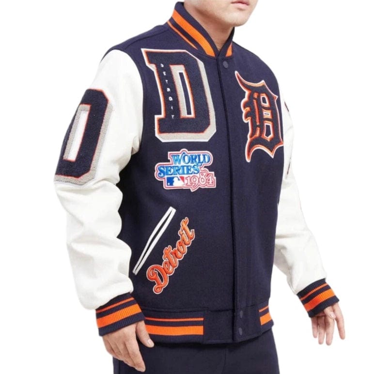 Pro Standard Detroit Tigers Mash Up Logo Varsity Jacket (Midnight Navy/White)