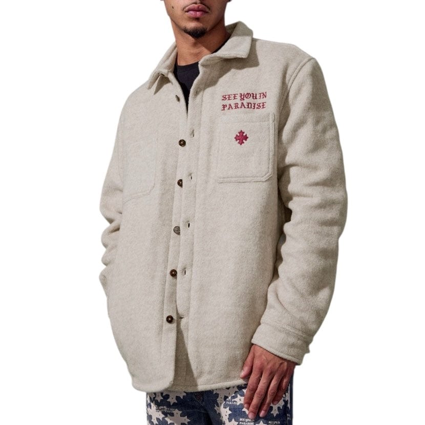 See You In Paradise Wool Embroidered Shacket (Cream) 2569