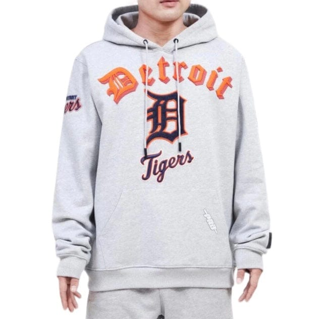 Pro Standard Detroit Tigers Old English Fleece Pullover Hoodie (Heather Grey)