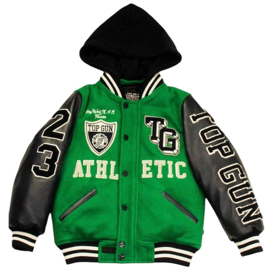 Kids Top Gun "Athletic Division" Varsity Jacket (Green/Navy) TGK2331