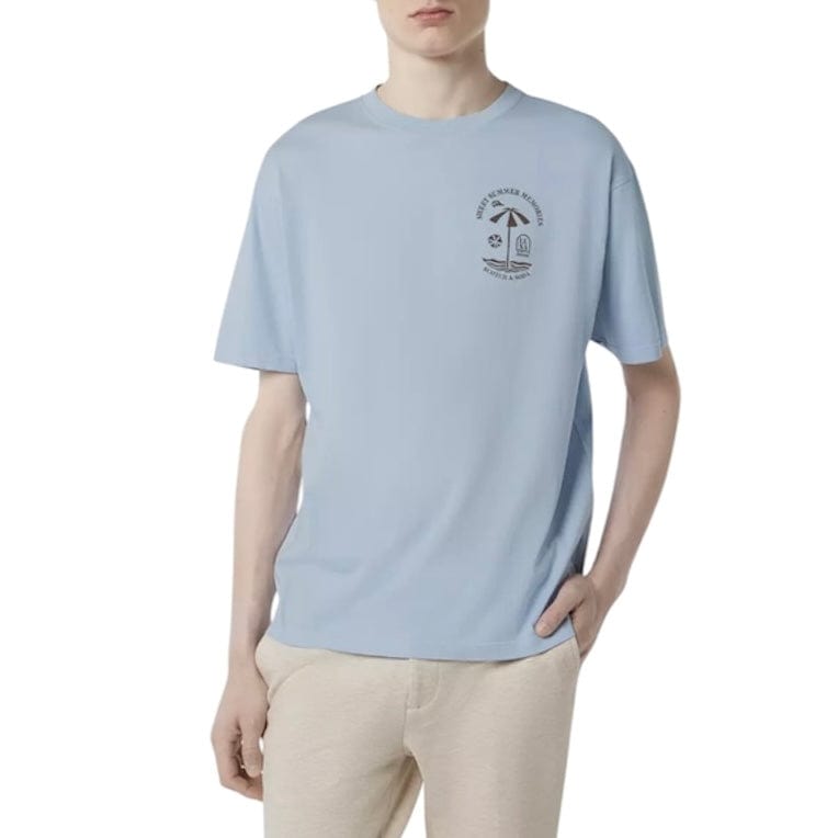 Scotch & Soda Relaxed Fit Front & Back Artwork T Shirt (Sky Blue) 180049
