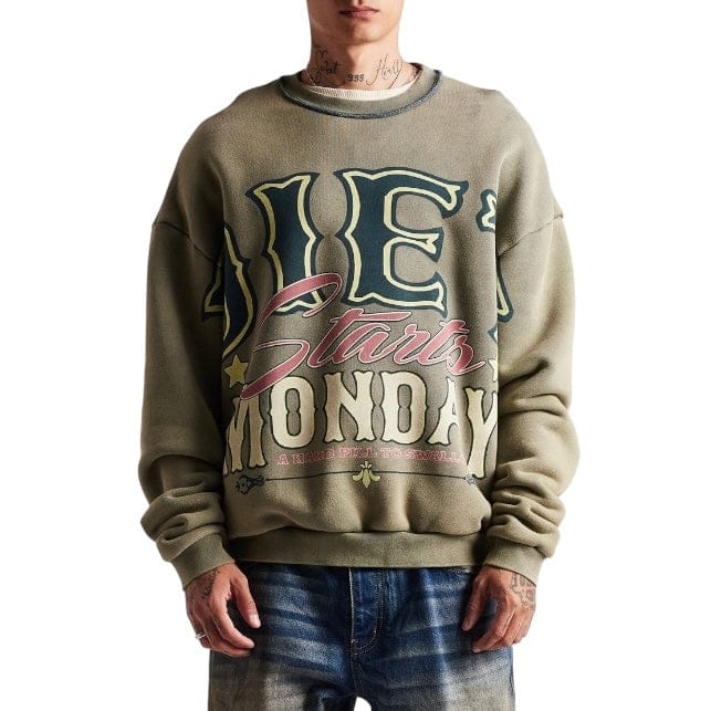 Diet Starts Monday Jumbo Crewneck Sweatshirt (Stonewashed Olive)