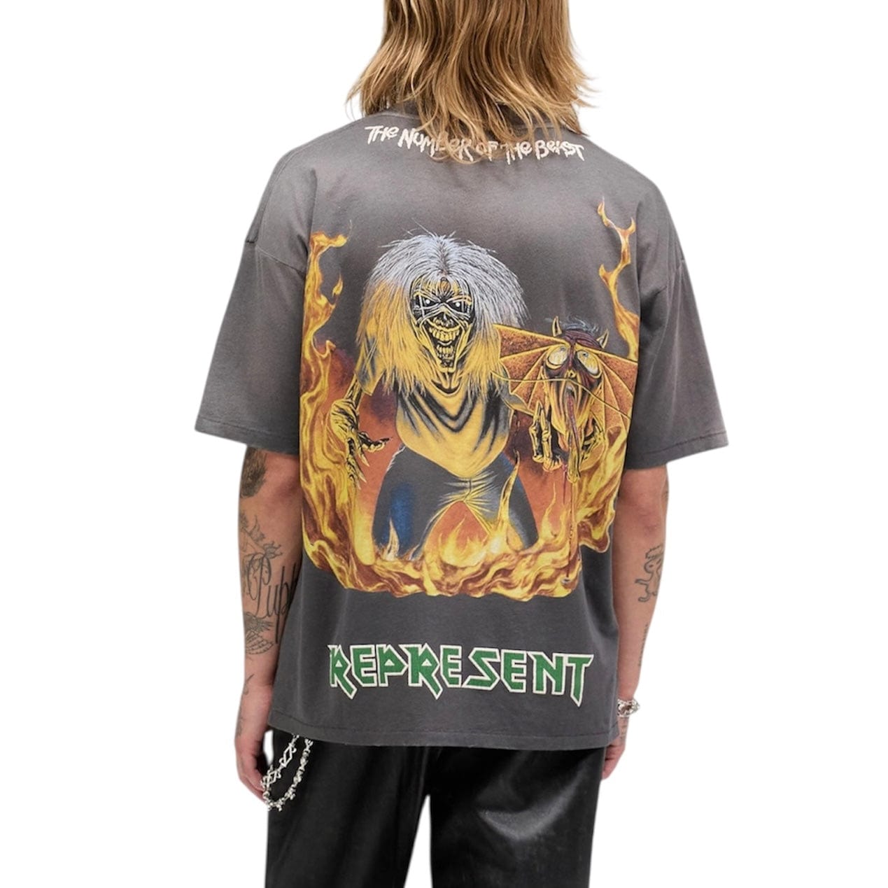 Represent X Iron Maiden Number Of Beast T Shirt (Sunfade Grey)