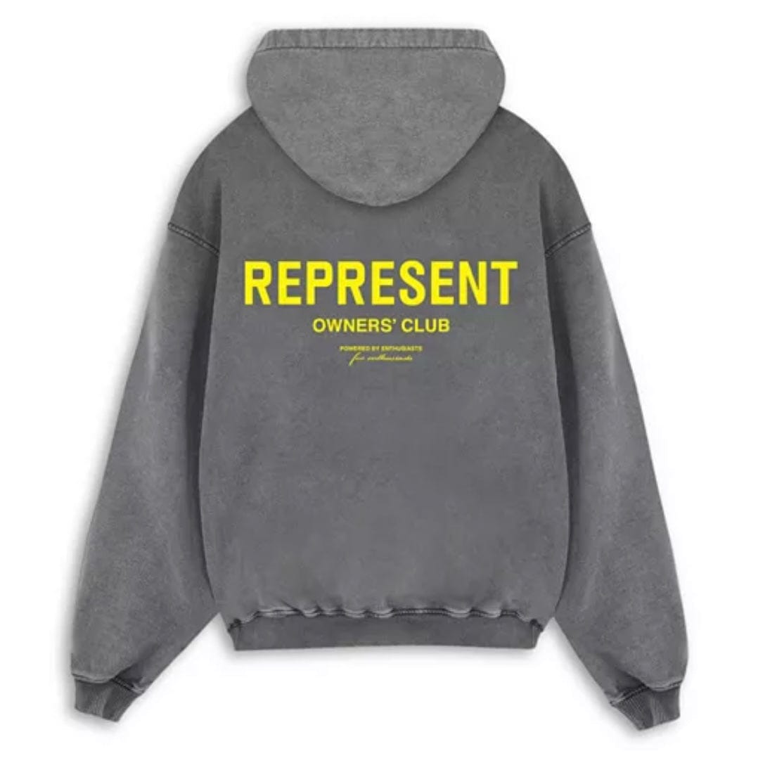 Represent Owners Club Hoodie (Vintage Grey/Yellow) OCM41113-4734