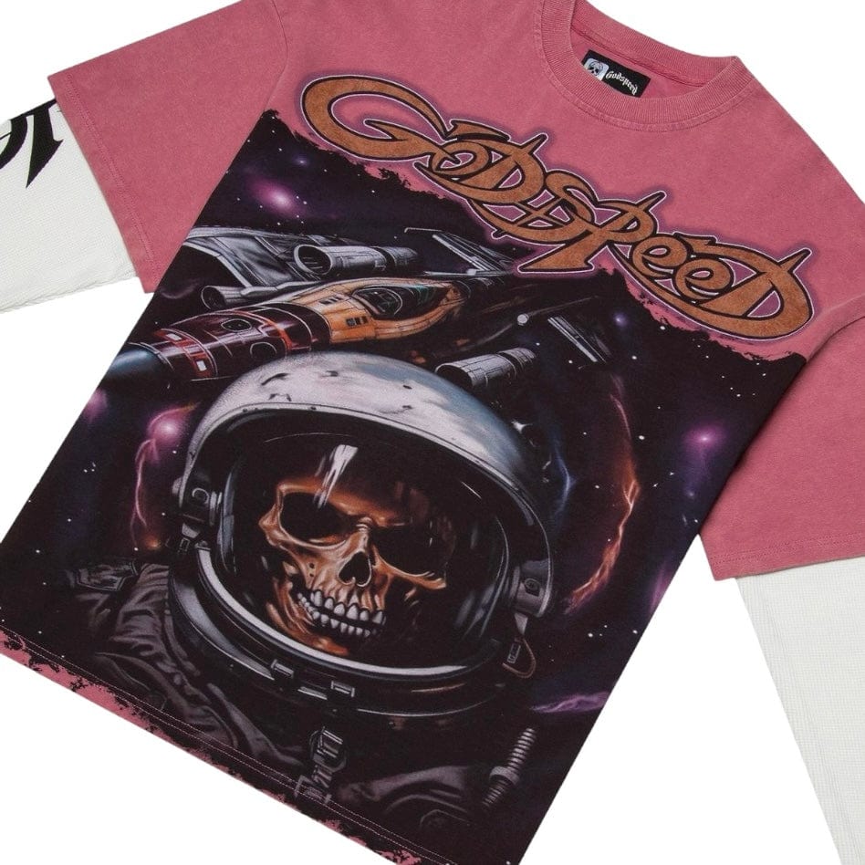 Godspeed Space Traveler Layered LS T Shirt (Pink)