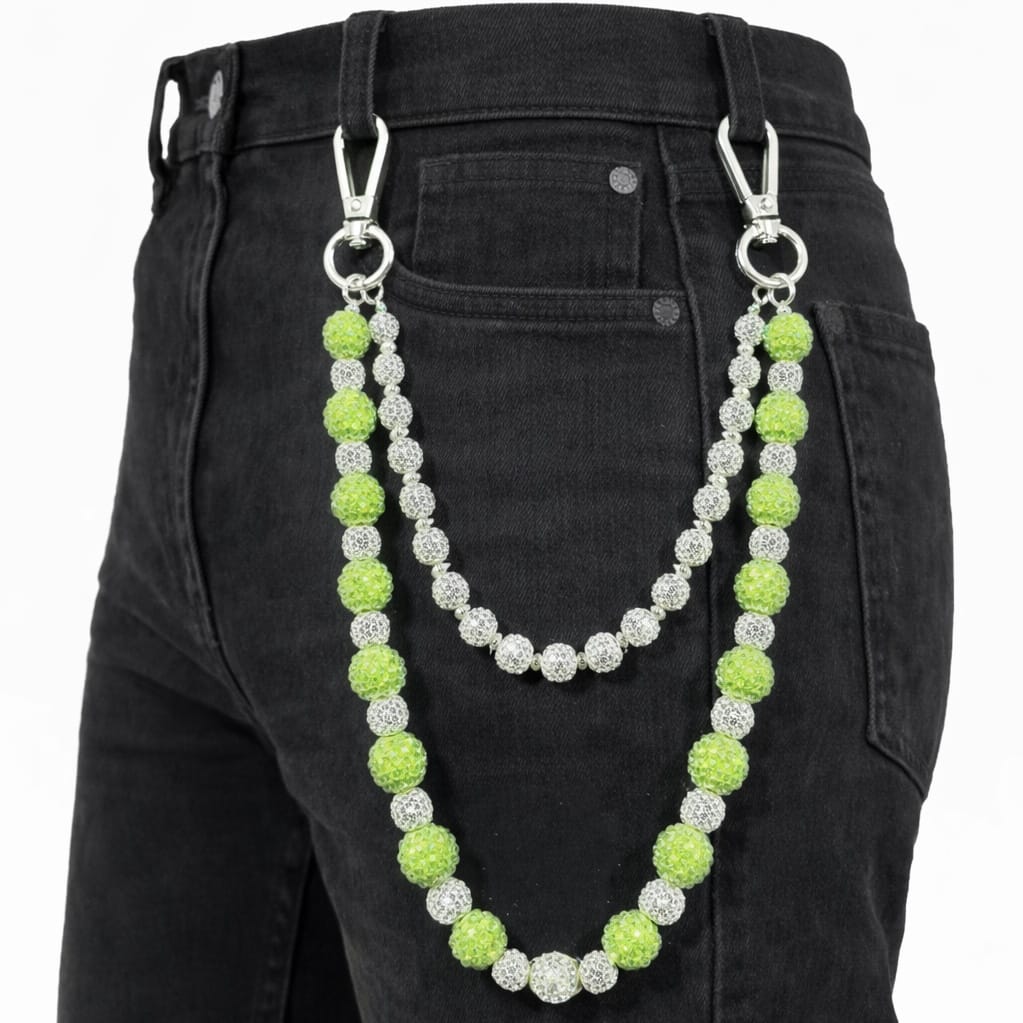 Jewelry Essentials Alternating Ball Chain (Silver/Green) FLC-006SGR