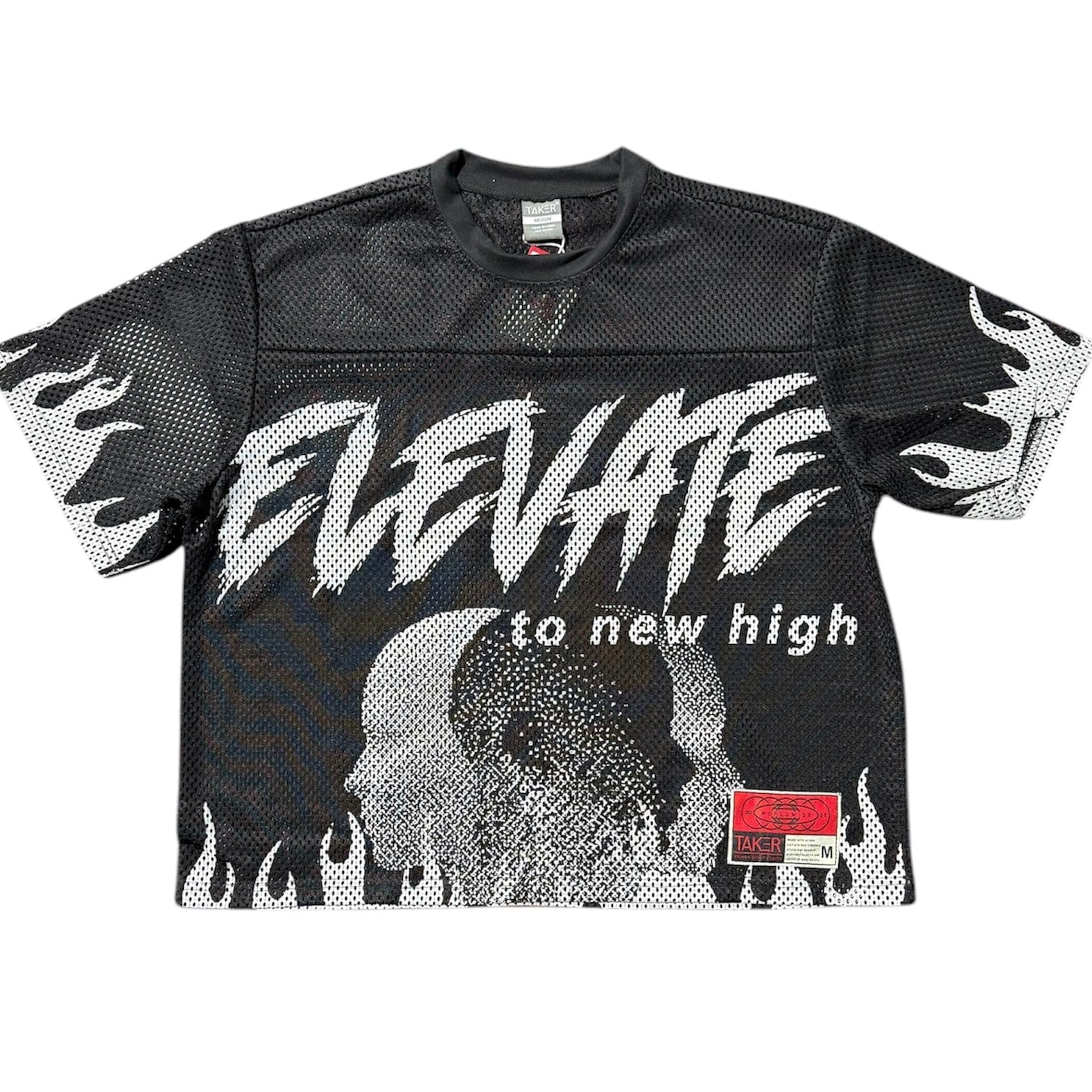 Taker Elevate To New High Cropped Mesh Oversized SS Jersey (Black) TS563