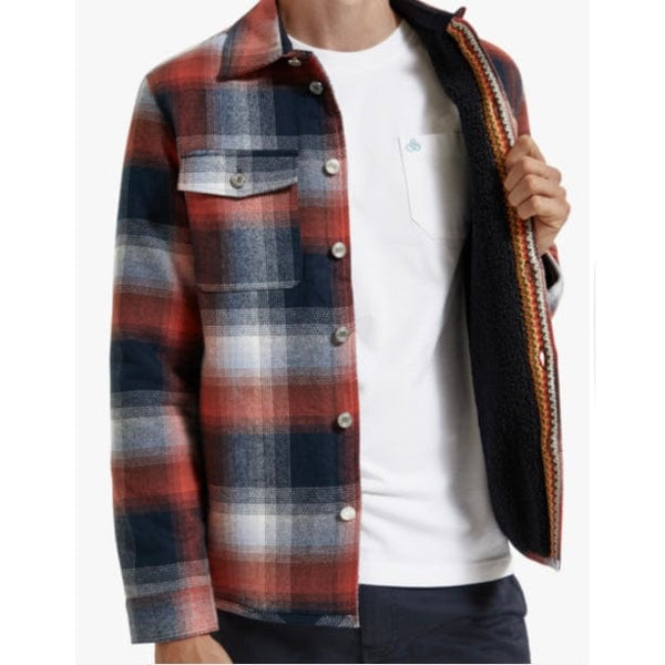 Scotch & Soda Teddy Lined Checked Overshirt (Blue Red Checked) 172898