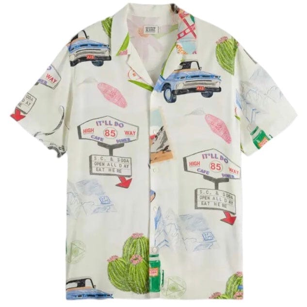 Scotch & Soda Printed Camp Collar Shirt (On The Road) 180333