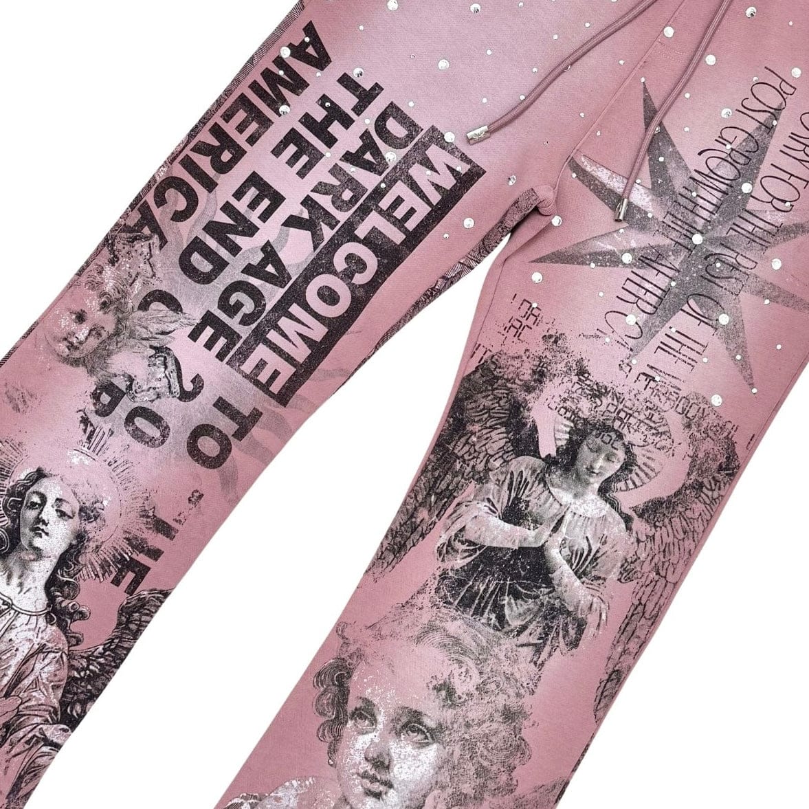 Rare Peace Wash F Terry w/ All Over Rhinestone Set (Dust Pink)