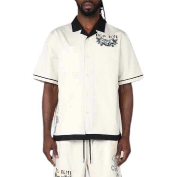 Smoke Rise Boxy Country Club SS Buttoned Down Set (Ecru/Black) WH25184