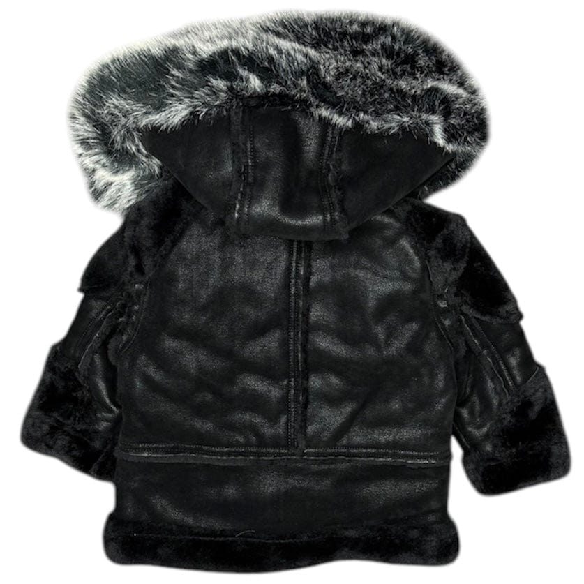 Kids Jordan Craig Shearling Moto Coat (Black) - 91401K