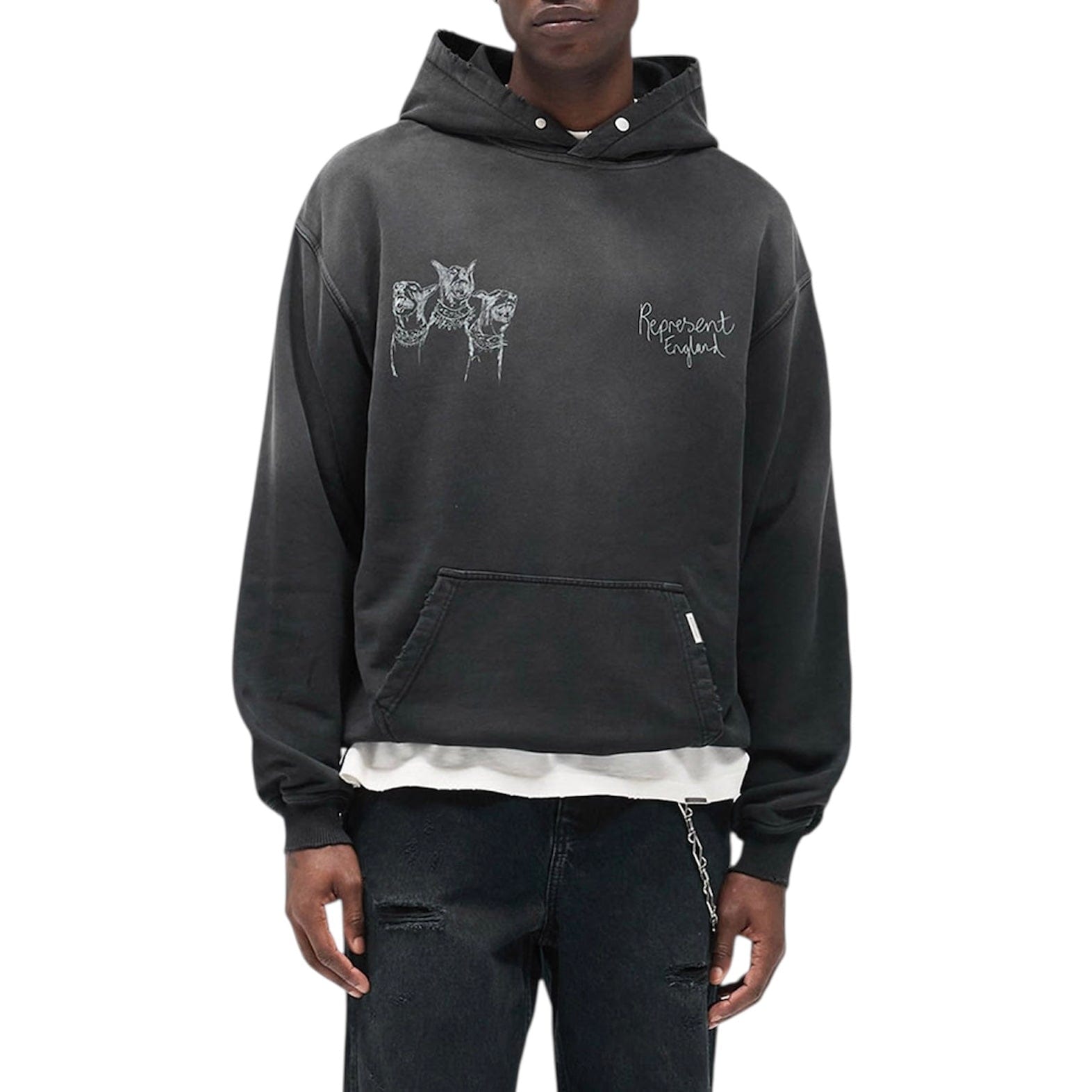 Represent Hand Drawn Thoroughbred Dogs Hoodie (Aged Black)