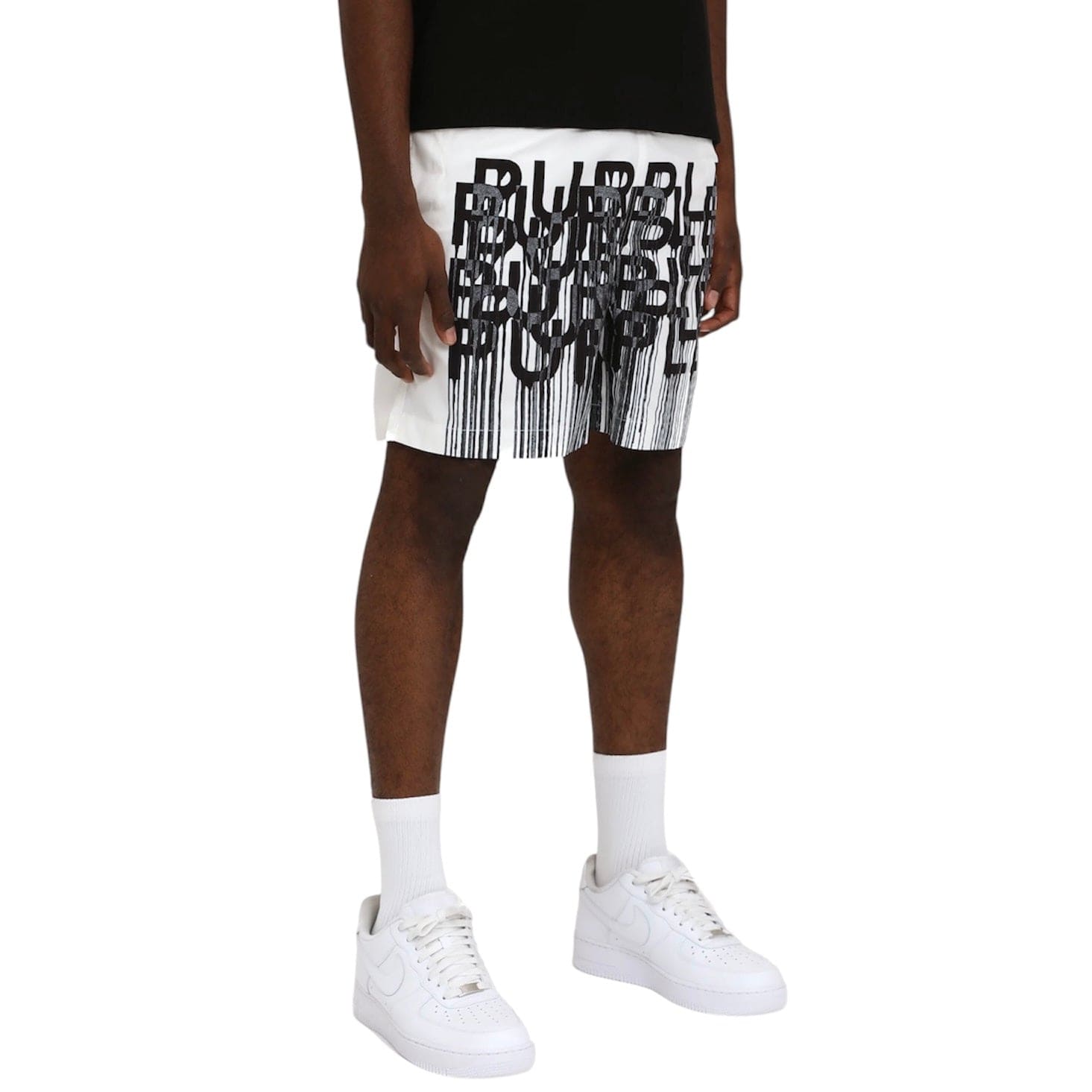 Purple Brand Wordmark Drip All Round Shorts (Brilliant White) P504-PBWD325