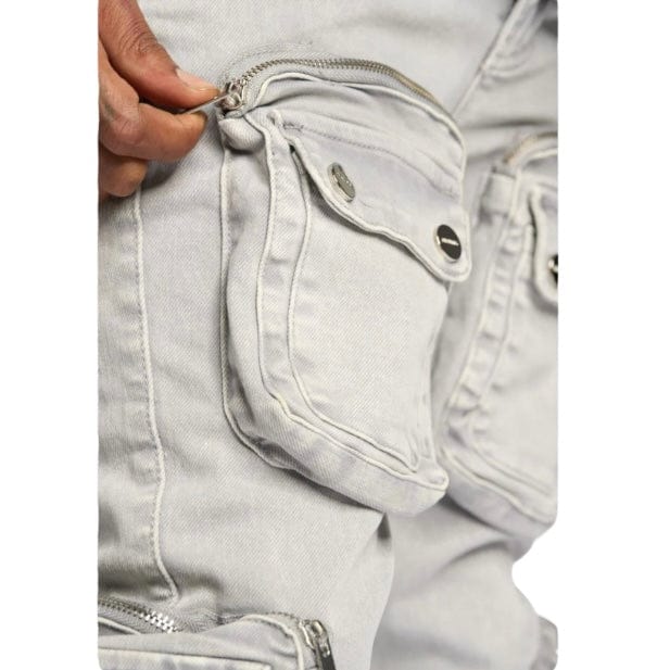 Pheelings "Journey To Greatness" Cargo Flare Stacked Denim (Cold Grey)