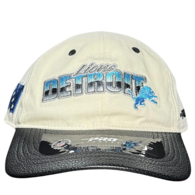 Pro Standard NFL Detroit Lions Chrome Leather Strap Hat (Eggshell/Black)