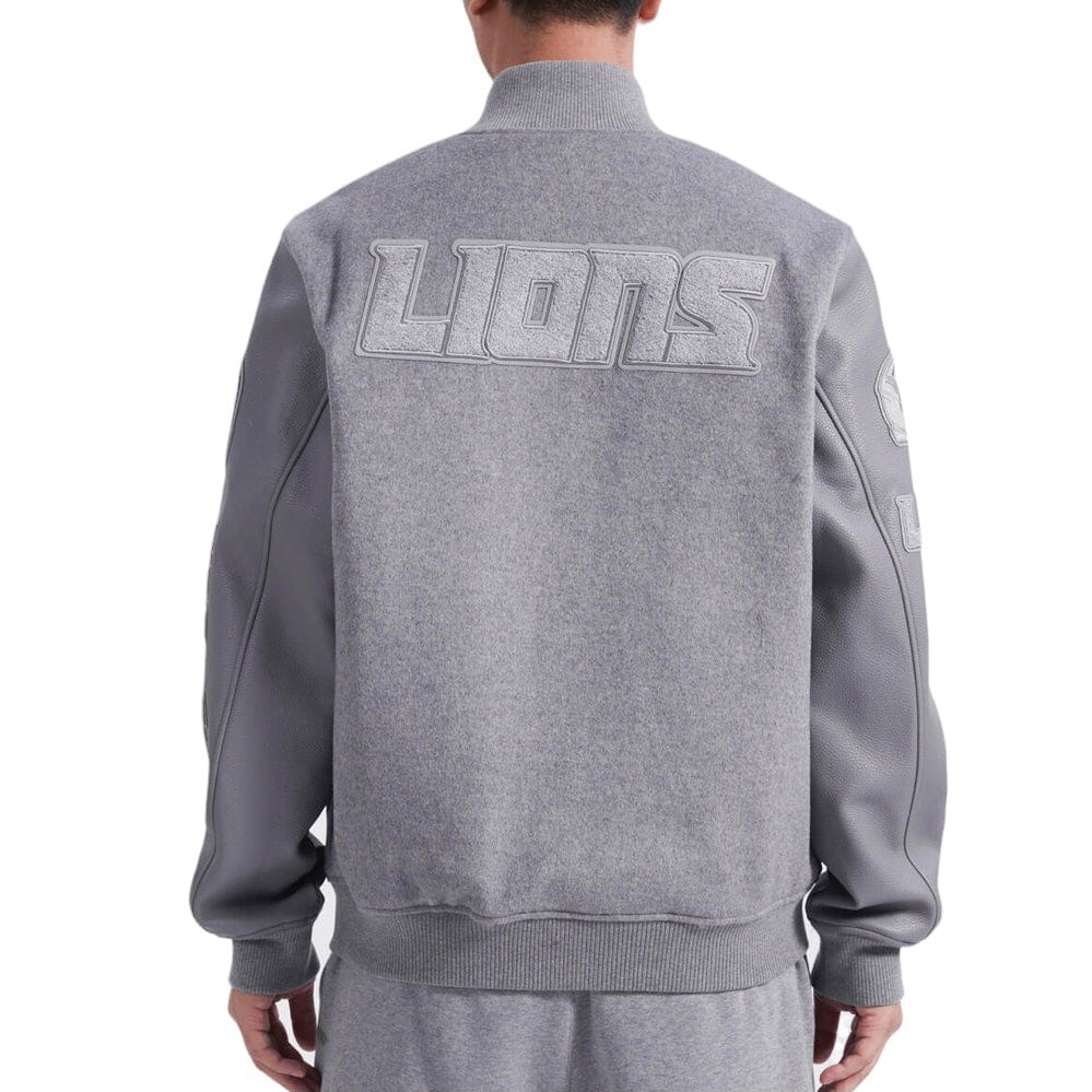Pro Standard Detroit Lions Triple Tonal Varsity Jacket (Heather Grey)