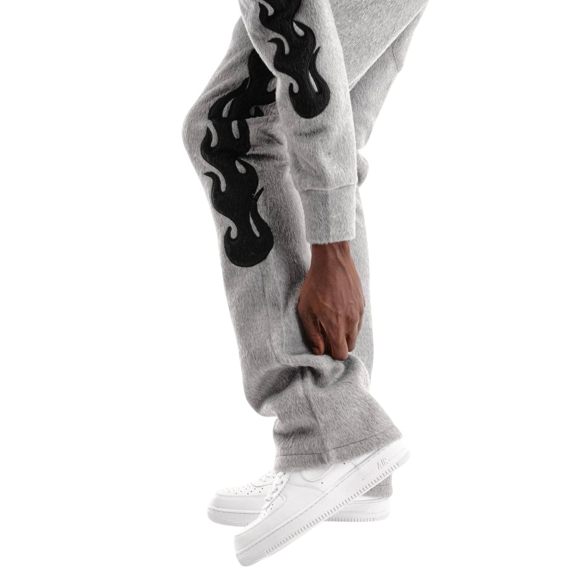 Copper Rivet Pearled Mohair Full Zip Hoodie & Pants Set (Gray)