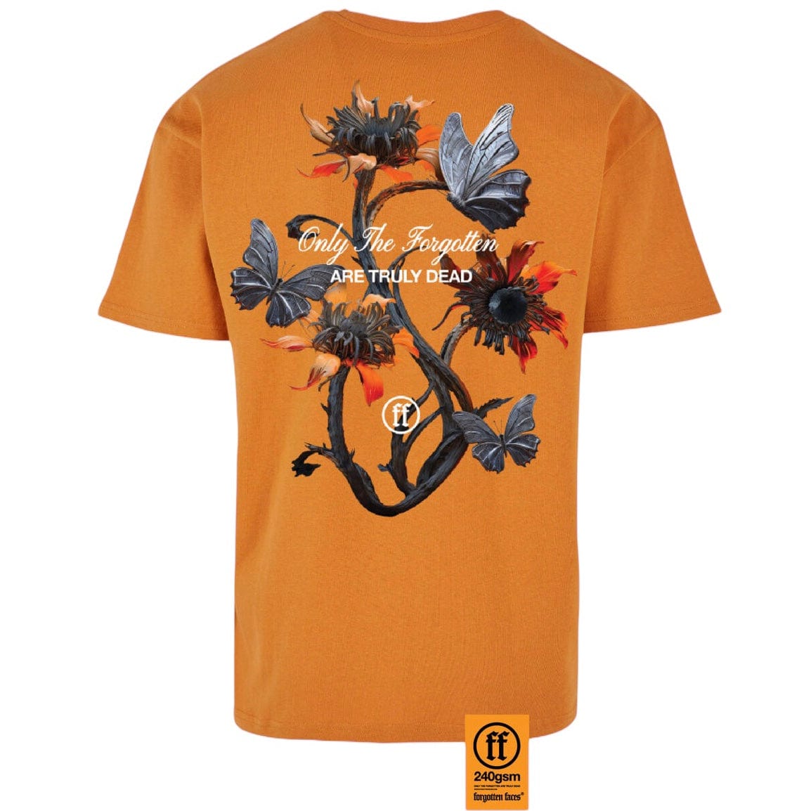 Forgotten Faces Butterfly Flowers Tee (Forgotten Orange)