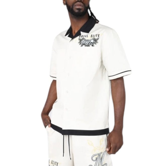 Smoke Rise Boxy Country Club SS Buttoned Down Set (Ecru/Black) WH25184
