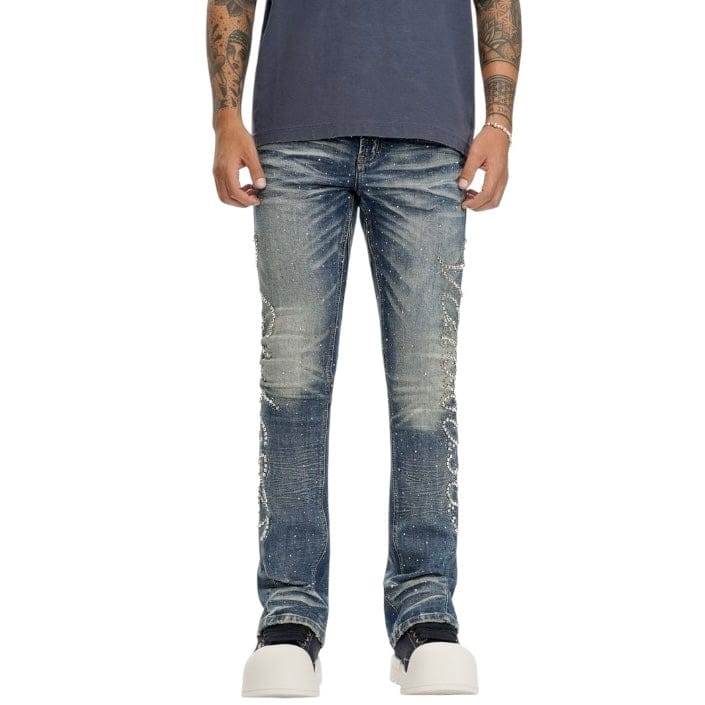 Valabasas Lattice Stacked Denim (Dark Blue) VLBS-VJ3-1030