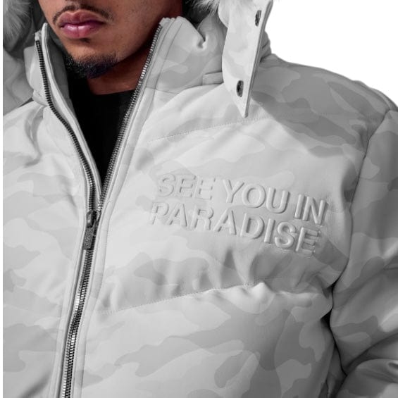 See You In Paradise The Wild One Camo Puffer Jacket (Arctic Camo) 91665C
