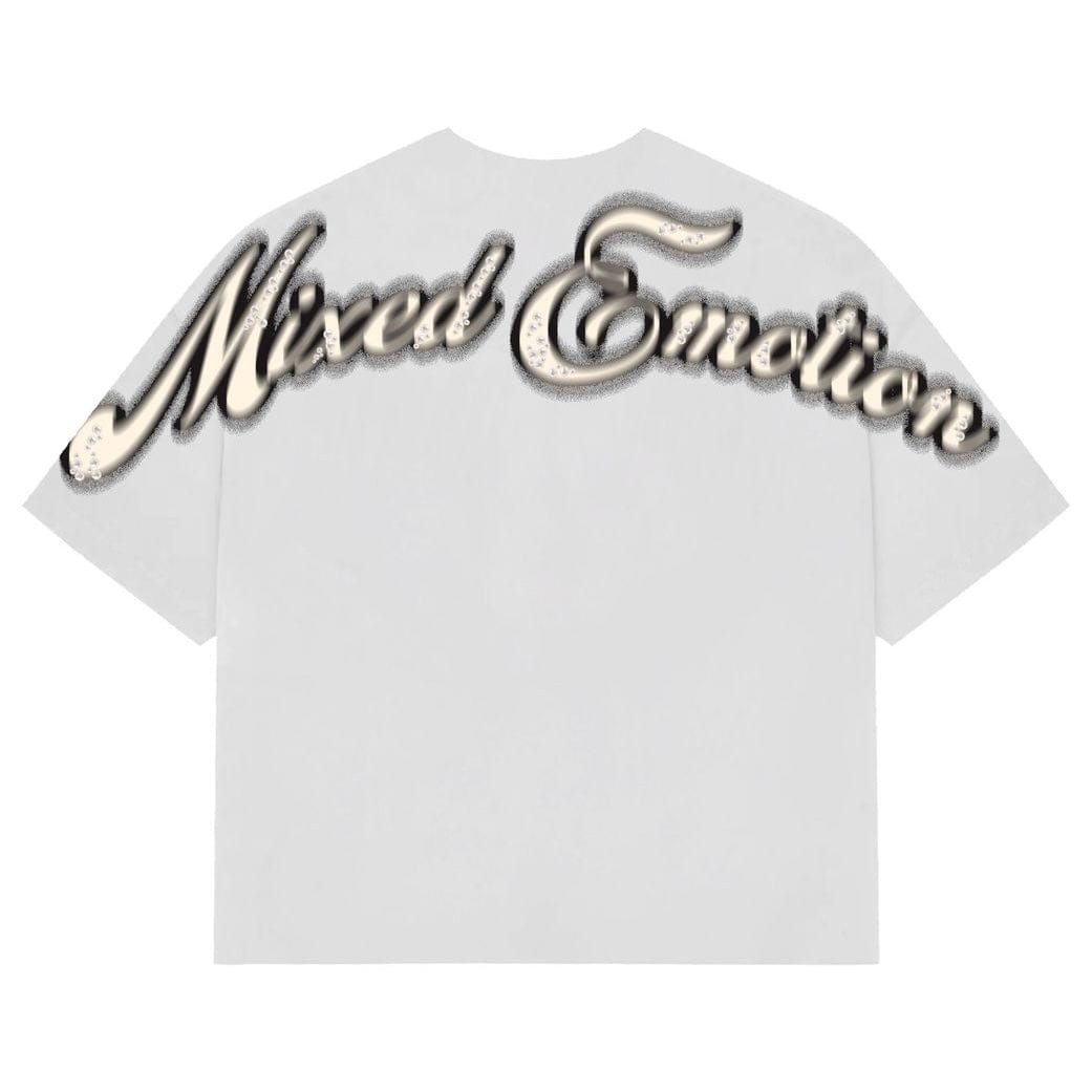 Mixed Emotion Pearl Cropped Tee (White)