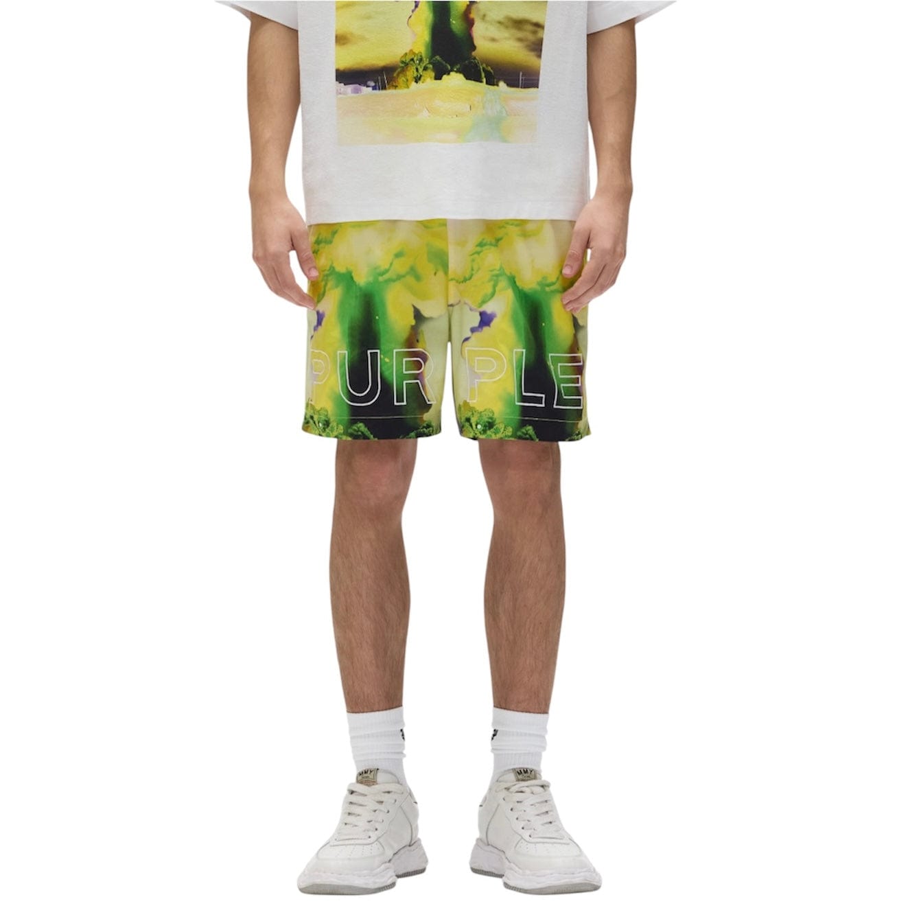 Purple Brand Force Majeure Swim Shorts (Yellow & Green) P504-PMFM325
