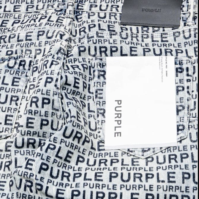 Purple Brand Skinny Wordmark Flock Denim (Light Indigo) P001-SWFI424