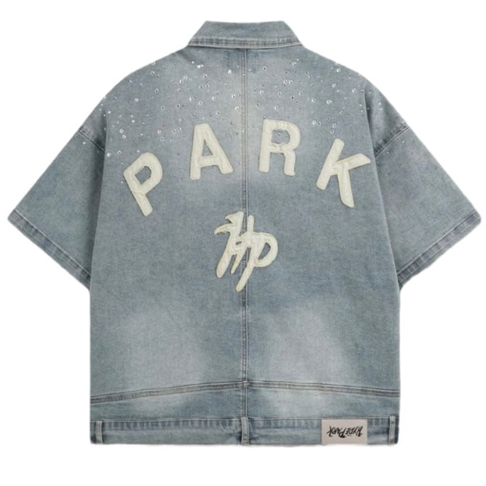 Hyde Park Studded Park Denim Work Shirt (Blue)