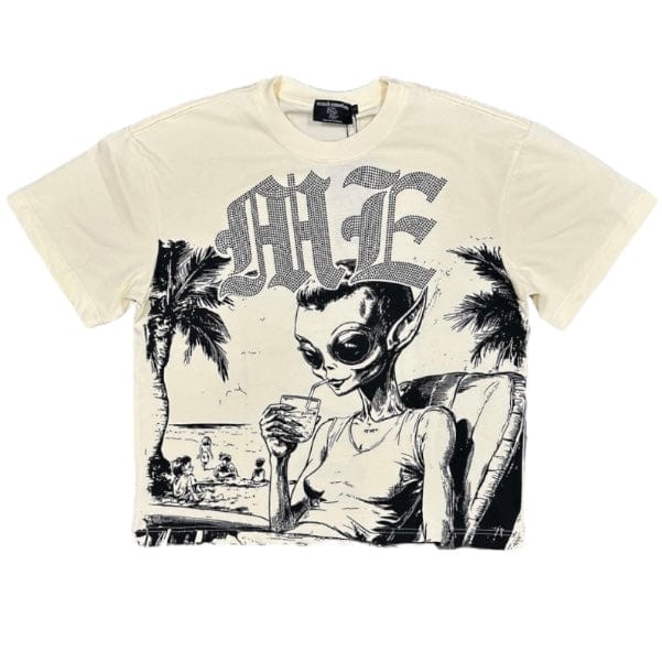 Mixed Emotion Beach Rhinestone Tee (Cream)