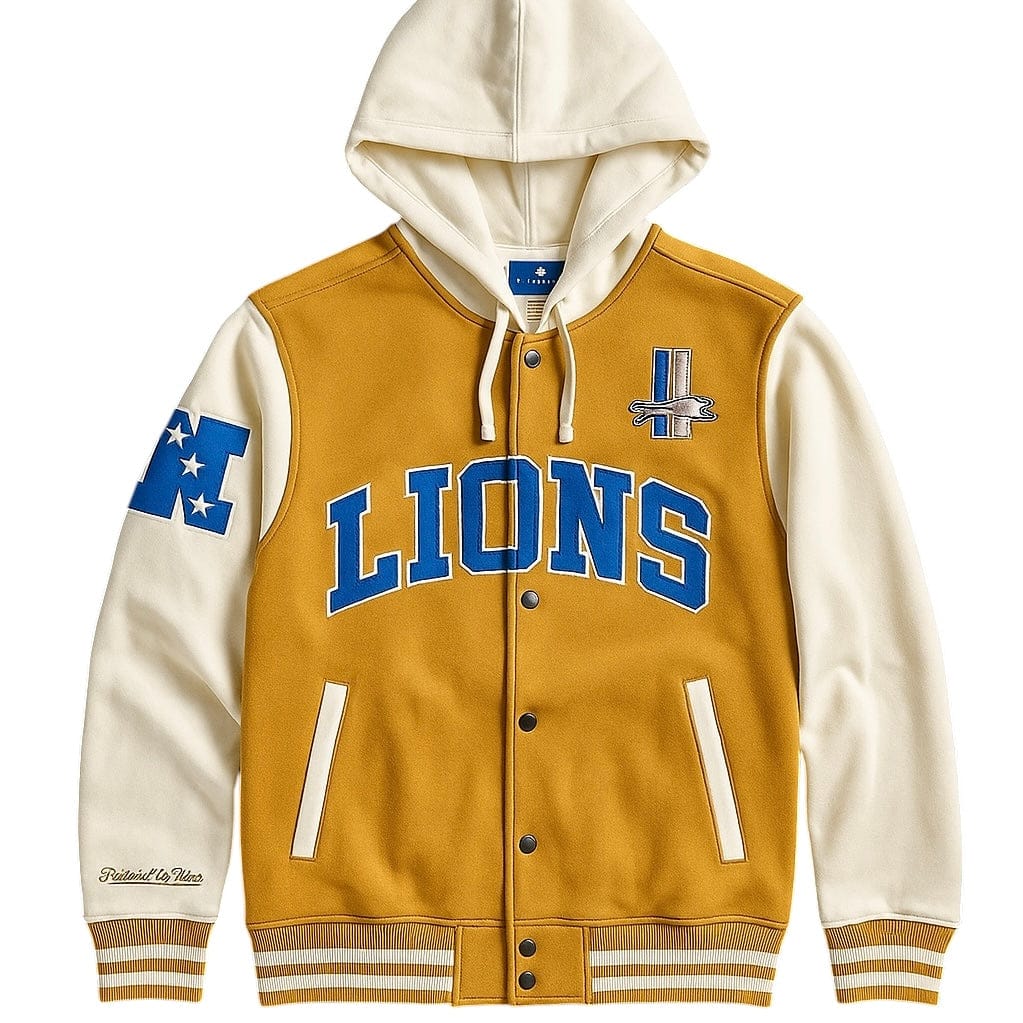 Mitchell & Ness NFL Detroit Lions Dusted Flc Full Snap Jacket (Brown/Cream)