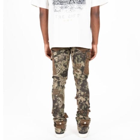 Pheelings "My Pleasure" Cargo Flare Stack Denim (Camo/Brown)