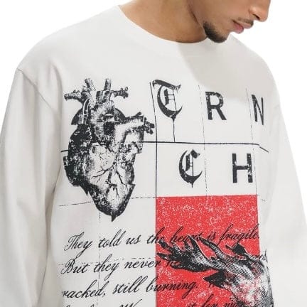 Trnchs Burning Heart Long Sleeve Tee (White)