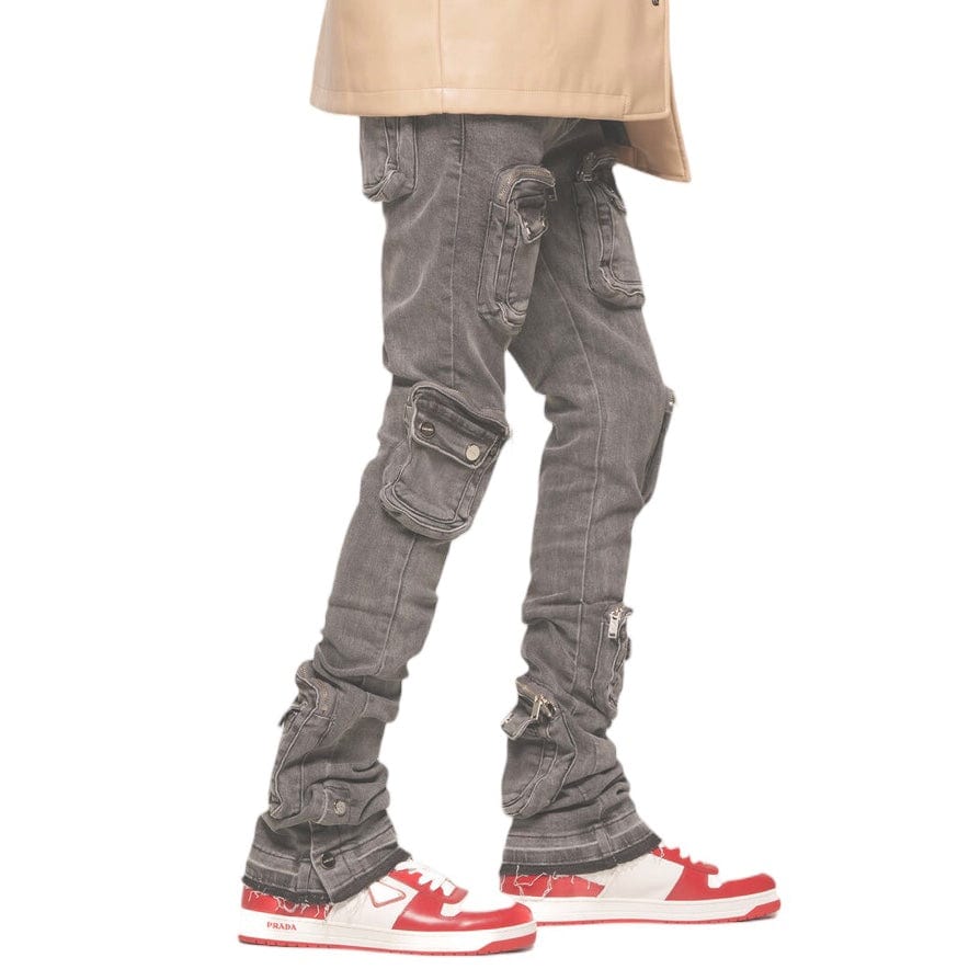 Pheelings "Journey To Greatness" Cargo Flare Stack Denim (Charcoal Grey)