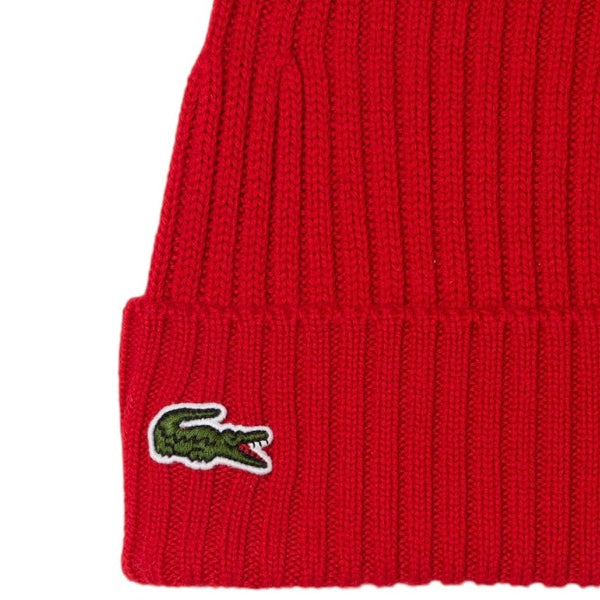 Lacoste Unisex Ribbed Wool Beanie (Red) RB0001-51
