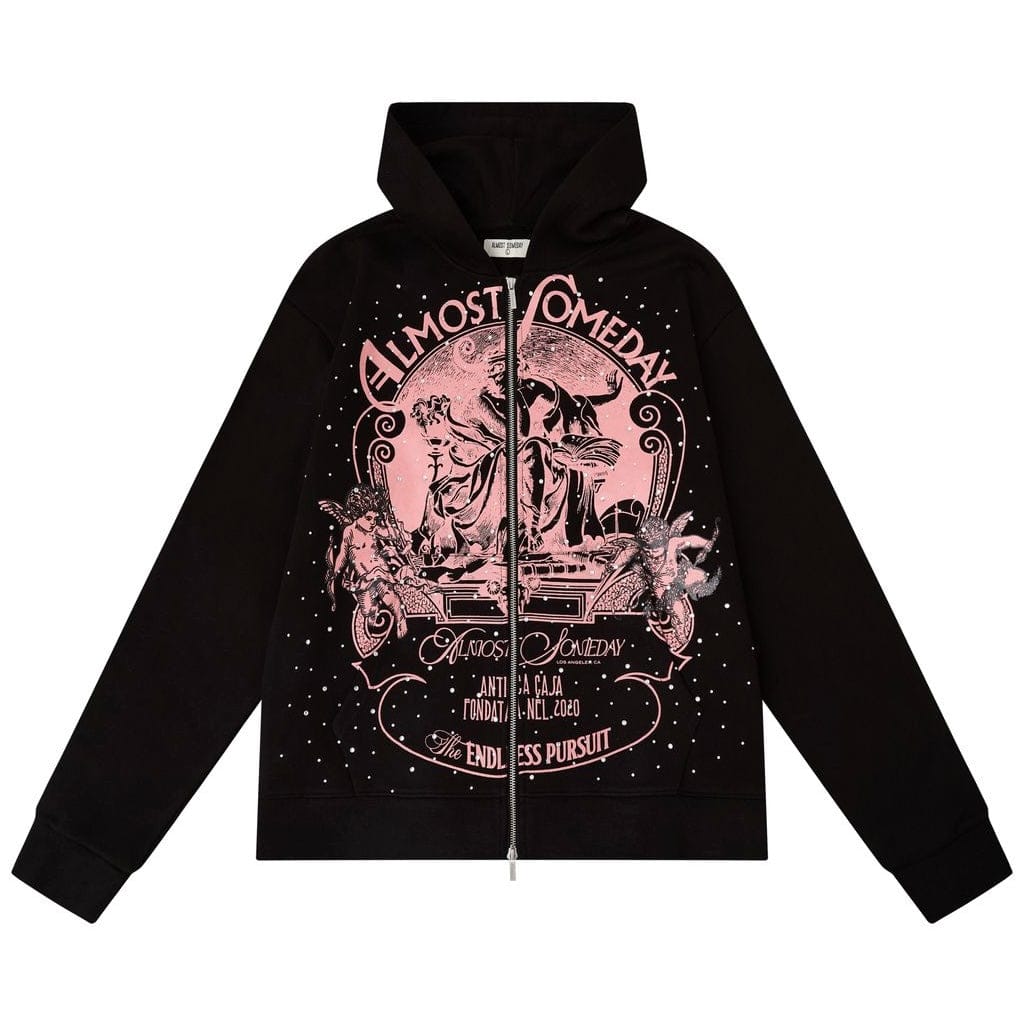 Almost Someday Lavish Zip Up Hoodie (Black) AS-H25-025