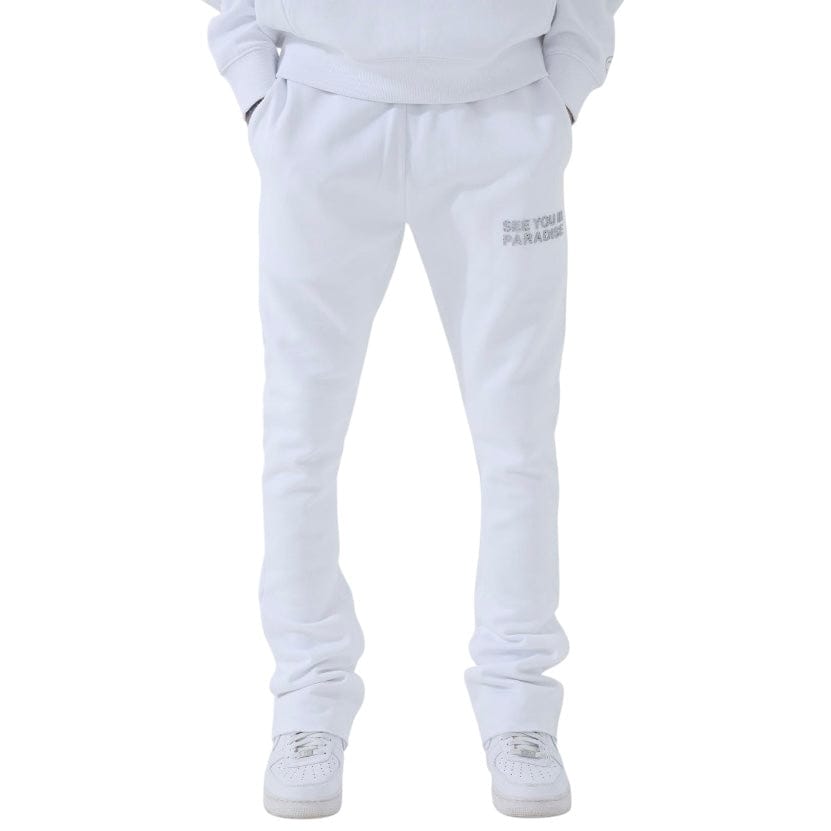 See You In Paradise Stacked Sweatpants (White)