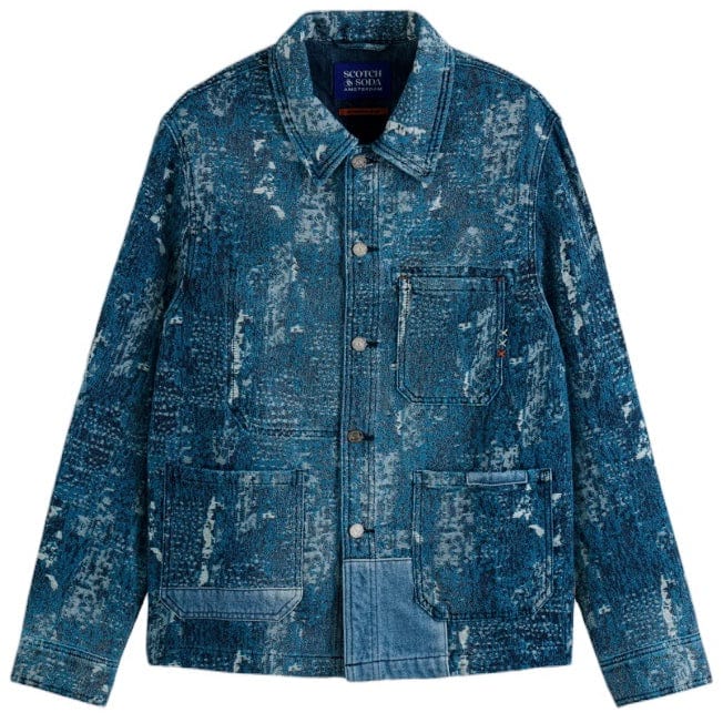white christmas dresses Scotch & Soda Jacquard Denim Workwear Jacket (Denim Jacquard) 178628