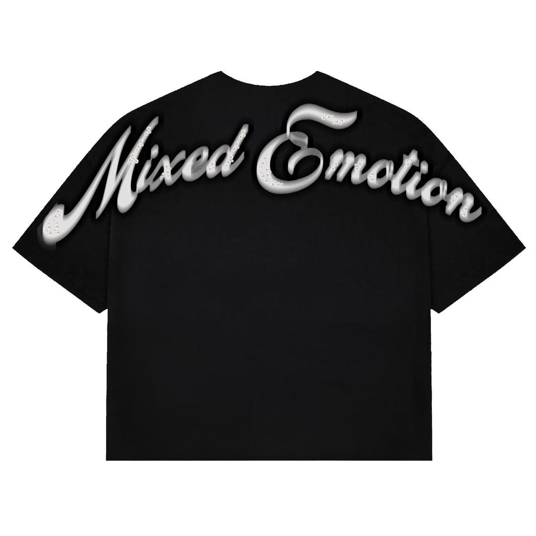Mixed Emotion Pearl Cropped Tee (Black)