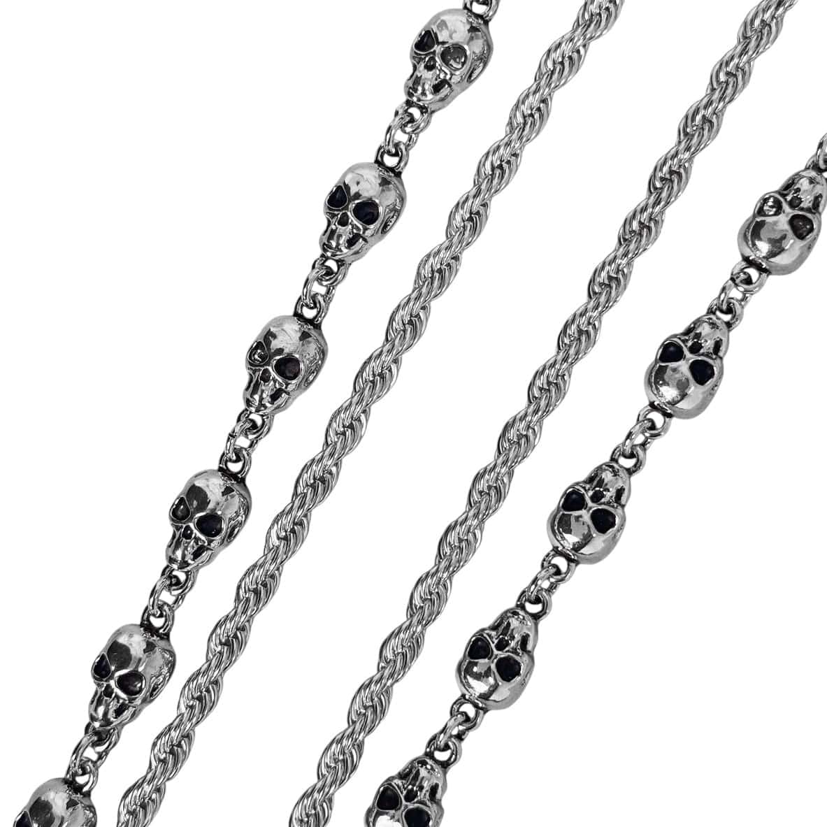 Jewelry Essentials Skull x Cuban Double Pant Chain (Silver)