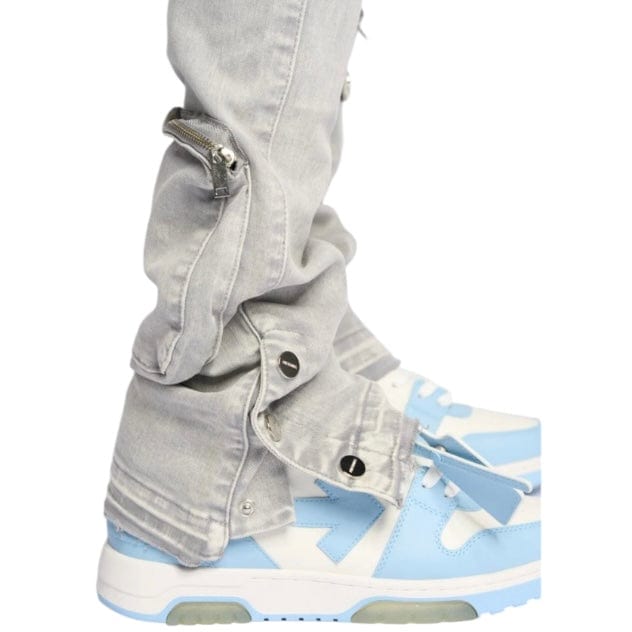 Pheelings "Journey To Greatness" Cargo Flare Stacked Denim (Cold Grey)