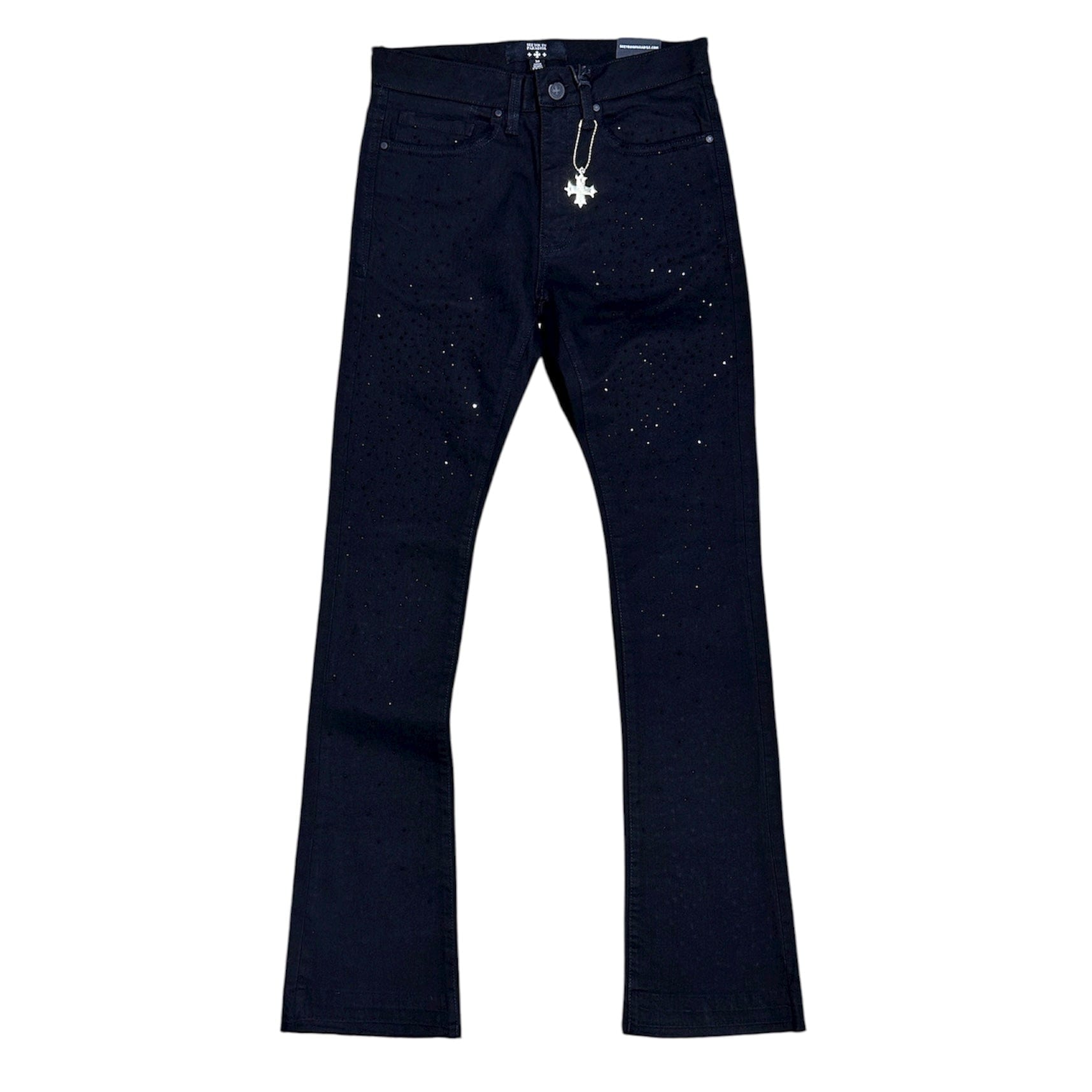 See You In Paradise Rhinestones Stacked Denim (Jet Black) JTF2315A