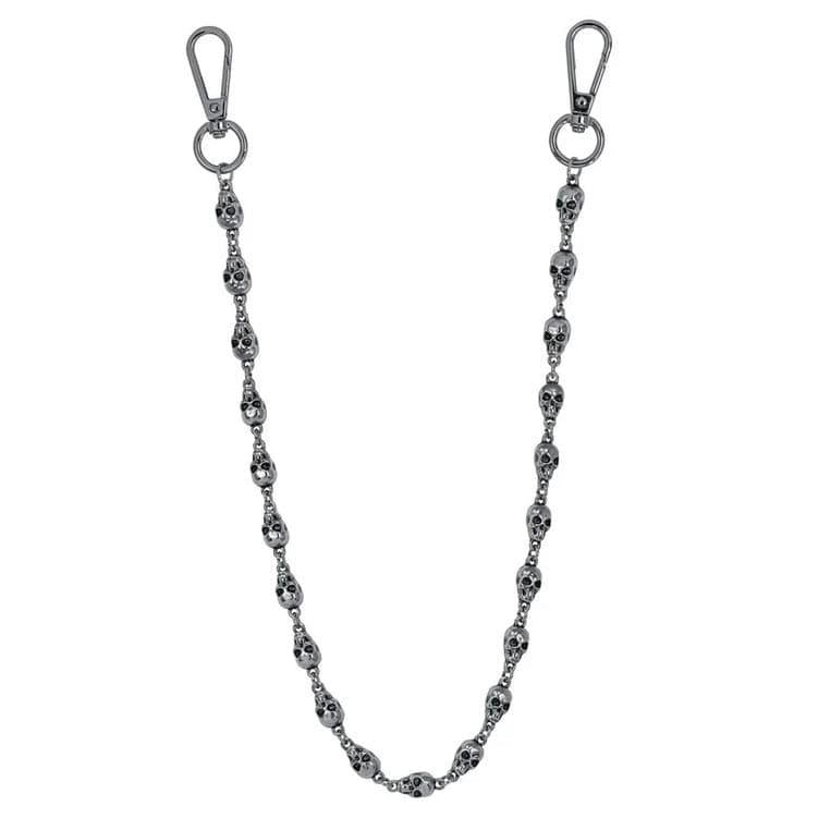 Jewelry Essentials 9mm Skull Pant Chain 24" (Silver) BKC-106S