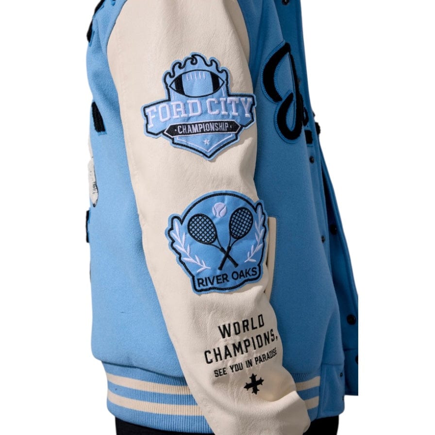See You In Paradise Team Varsity Jacket (Sky Blue) 91700