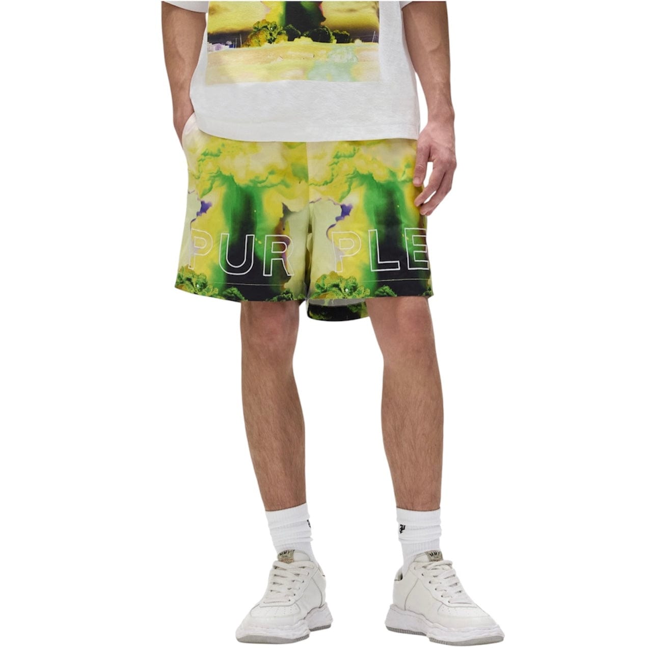 Purple Brand Force Majeure Swim Shorts (Yellow & Green) P504-PMFM325